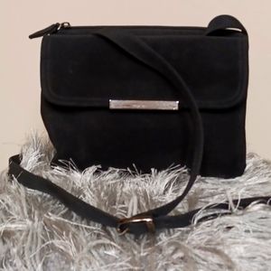 ❤Ok Black Faux Suede Shoulder Handbag